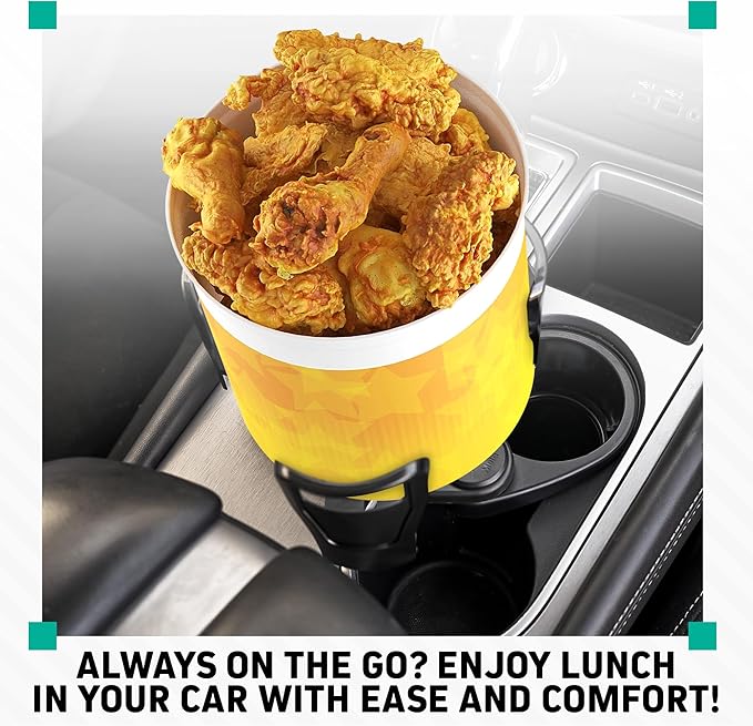 2-in1 Car Cup Holder Expander, Keeps Large Drink Cups Secure – Adjustable Base, Supports Cups with Handles – Compatible with Stanley, HyrdoFlask, Yeti Tumbler – 32/40 oz. Large Drinks, Small Bowls