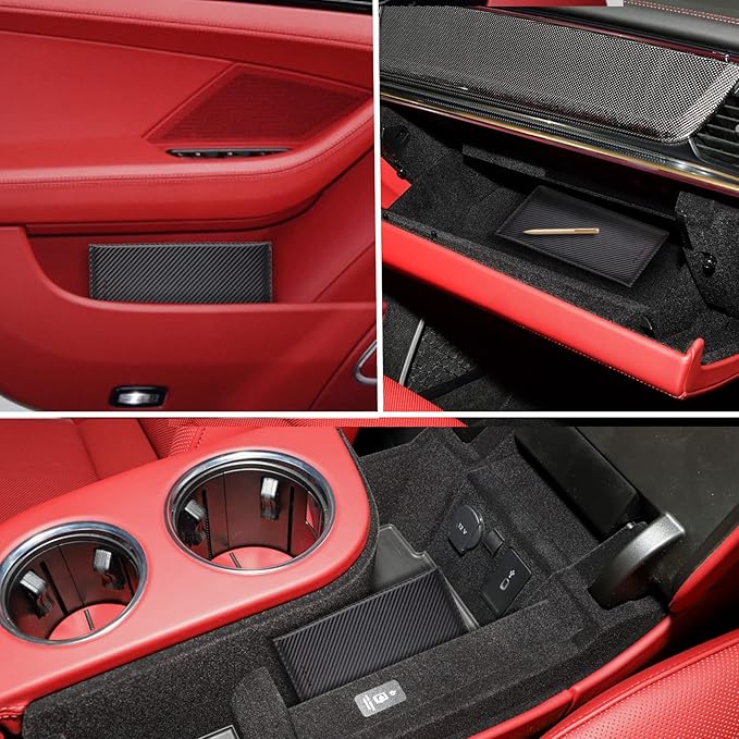 TOURSUIT Car Registration and Insurance Card Holder, Vehicle License Document Glove Box Compartment Organizer, Interior Car Accessories for Women Men Teens (Carbon Fiber Black)