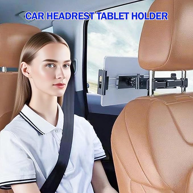 Ipad Holder for car Backseat 2 Pack, iPad Headrest Mount for 5.3-12.9" iPads/Phones, Car Tablet Holder with 360° Adjustable Rotating, Upgraded iPad Mount, Road Trip Essentials (Black)
