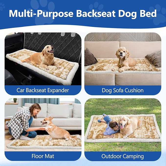 Thickened Dog Bed for Car Back Seat, Upgraded Bottom Non-Slip,Fits Hard Bottom car seat Cover for Dogs, Premium Mixed Color ,Dog Car Seat Cover