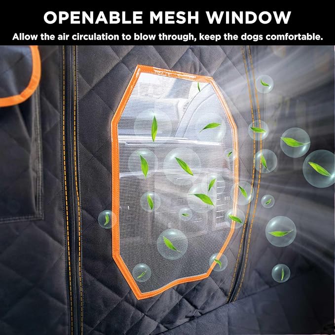 XL Dog Seat Cover for Truck, Waterproof Dog Floor Hammock for Crew Cab Trucks with Mesh Window, Heavy Duty Scratch-Proof Back Seat Cover Protector for F150