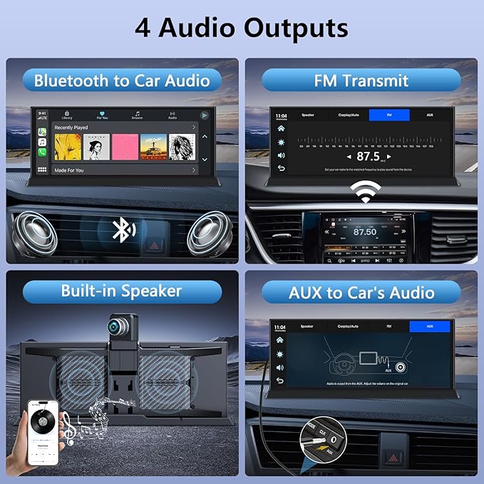 11.26" Carplay Screen for Car 4K Dash Cam Largest Car Tablet Pro Max w 350° Rotatable Camera【Cust-omized Bracket】 Apple Car Play & Android Auto Screen Real-time Navigation Bluetooth Audio Mirror Link