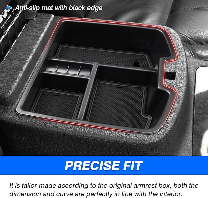 Autorder Center Console Organizer for 2007-2013 Chevrolet Silverado/GMC Sierra 1500 2500 3500 Accessories Armrest Storage Box Secondary Insert Tray with 2 Color Mats