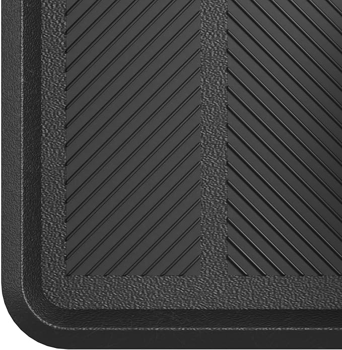 Ottomanson Heavy Duty Rubber Floor Mat – Non-Slip, Waterproof, Easy to Clean – Boot Tray Utility Mat for Shoes, Boots, Entryway, or Pet Feeding Area – Durable, Hose Washable – 16" x 32", Black
