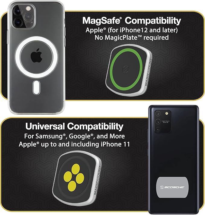 Scosche MP2CUPM-SP MagicMount Pro2 Cup Holder Magnetic Cell Phone Holder Car Mount Kit Compatible with MagSafe, iPhones, Galaxy, Pixel & All Smartphones