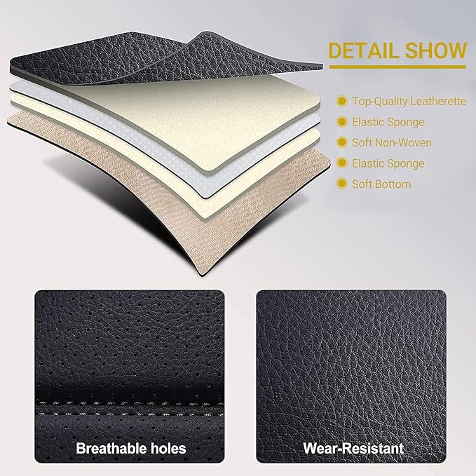 AOOG Leather Car Seat Covers with Car Backseat Organizer, Universal fit Automotive Vehicle Most Sedan SUV Pick-up Truck (Front Pair, Black&Red)