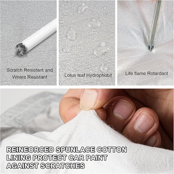 Full Car Cover Universal 6 Layers Outdoor Thicked All Weather Cover, Sunshield, Waterproof, Snow Proof, UV Proof, Scratch Proof, Bird Droppings, 6 Reflective Strips, Fits Pickups up 180"-206"