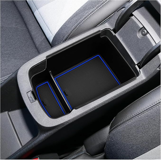SXCY Fit for 2024 2025 Chevy Trax Center Console Organizer Tray 2024 2025 Chevy Trax Accessories(LS LT 1RS 2RS ACTIV) Armrest Storage Box Console Tray for 2024 2025 Trax Console Organizer Blue Mats