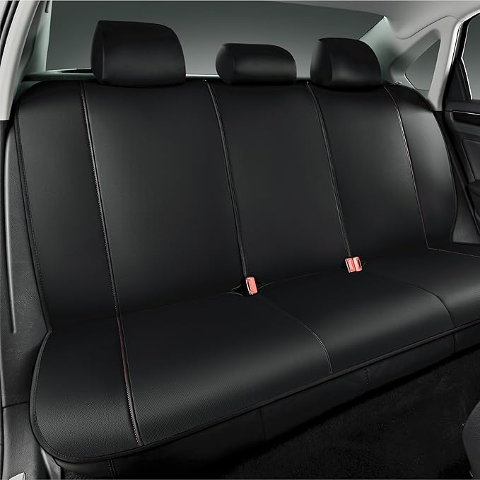 Road Comforts Car Seat Covers, Breathable Leather Seat Covers, Car Seat Covers Full Sets Airbag Compatible, Automotive Seat Covers for Most Cars, Vans, Trucks, SUV - Red