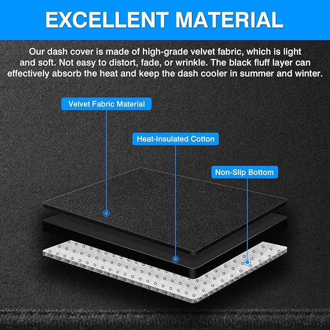 Autorder Dashboard Cover Mat for 1973-1977 1978 1979 Ford F100/F150/F250/F350/Bronco Pickup Truck Accessories Dash Cover Upgrade Velvet Dash Mat Sunshade Glare UV Rays Protector