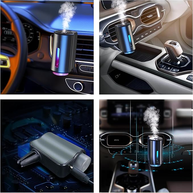 Smart Car Air Freshener with Three Adjustable,2025 New Smart Car AirS Freshener Diffuser Long Lasting, Air Freshener Vent Clips for Car Office Home Bedroom (Diffuser+3Pcs Blue seas)