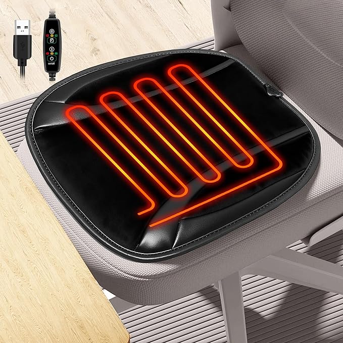 Winter Seat Cushion, Leather Front Car Seat Cover Soft Plush Office Chair Cushion Non-Slip Universal Seat Cushion for Truck Car SUV Office Chair (Warm, Leather)