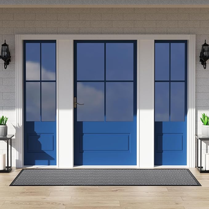 Yimobra 72x24 Indoor Outdoor Runner Rug, Heavy-Duty Entrance Mat for High Traffic Areas, Commercial Grade Welcome Door Mat, Easy Clean Grey