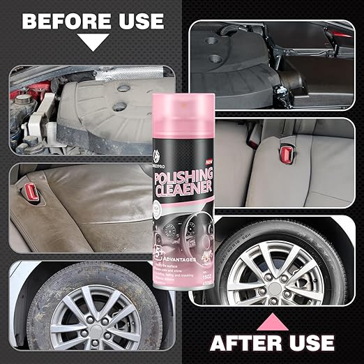 Polishing Cleaner, Car Interior Cleaner Spray - Repels Dust & Staining, Restores & Protects Plastic, Vinyl, Leather Seats - UV Guard, Anti-Aging, 15 Fl Oz Interior Detailer with Iron Can(2 x 15oz)