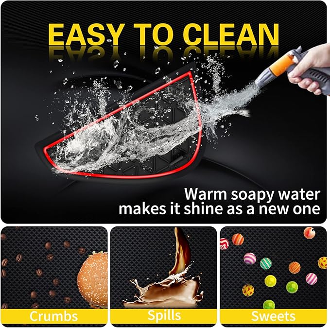 Premium Liner Mat Accessories Compatible with Toyota RAV4 2019-2024 and 2021-2024 RAV4 Prime, Custom Fit Cup Holder, Door Pocket and Center Console Inserts (Red Trim, 14-PCS)