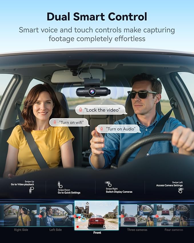 REDTIGER 4 Channel 360° View Dash Cam, Dual STARVIS 2, 2.5K*2+1080P*2 Dashcam Front and Rear Inside Left Right, 5.8GHz WiFi, 8 IR Lights Night Vision, 4 Adjustable Lenses, Included 128GB Card (VP40)