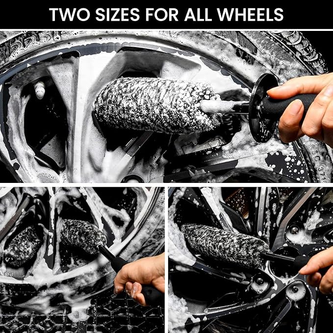 9-Piece Car Cleaning Kit, Including Wheel Cleaning Brush, Microfiber Cleaning Cloth, Soft Bristle Rim Brush, Tire Shine Applicator Pad, and Complete Car Detailing Tools