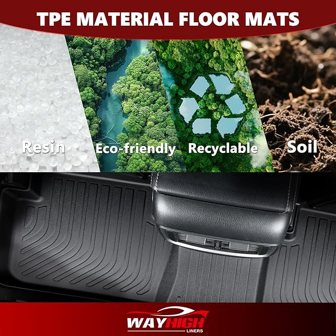 Wayhigh-for 2025 Toyota Camry Hybrid/LE/SE/XLE/XSE All Weather Floor Mats and Cargo Liner Set TPE Car Mats Waterproof Anti-Slip Rubber Trunk Liner Camry Accessories