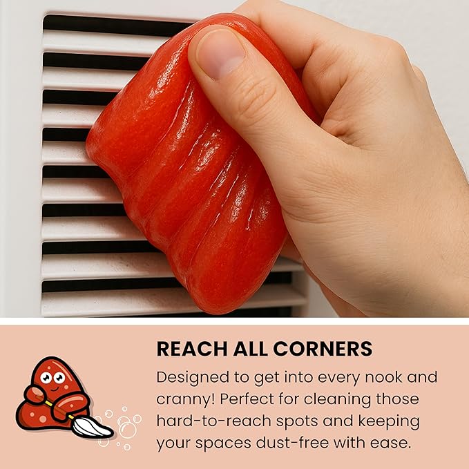 Slime Buddies Car Cleaning Gel Putty - Strawberry Scented Interior Detailing Tool for Cup Holders, Air Vents & Keyboard - Reusable Auto Detailing Accessories - Dust Remover Goop - Gifts for Men Women