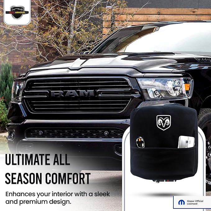 Premium Console Armrest Cover for Dodge Ram (2014-2020) - (Jump Seat Models) – Soft, Machine Washable Console Lid Protector – Easy to Install, Plush & Durable – Black