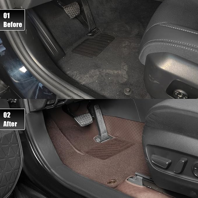 EKR Custom Floor Mats for Tesla Model 3 2017-2023, Front & 2nd Row Luxury Double Layer Car Floor Mat Liner Fit Model 3 2017 2018 2019 2020 2021 2022 2023 - Leatherette Plus Carpet (Brown)