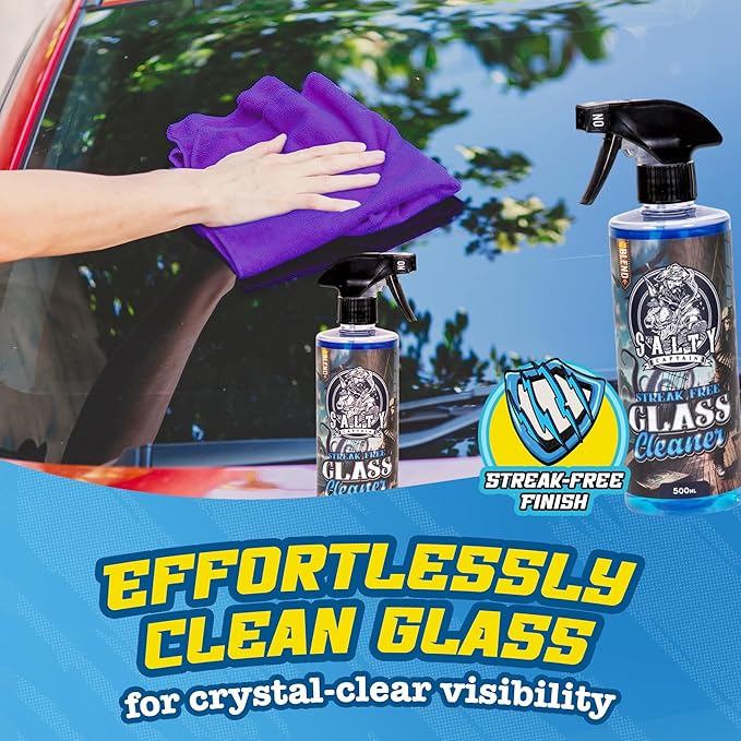 Salty Captain Mega 20-Piece DIY Car Cleaning Kit – All-in-One Car Detailing Kit with 2X Buckets, Towels, Brushes & 6X Cleaning Fluids – Captain’s Musket Foam Gun for Garden Hose – Premium Quality