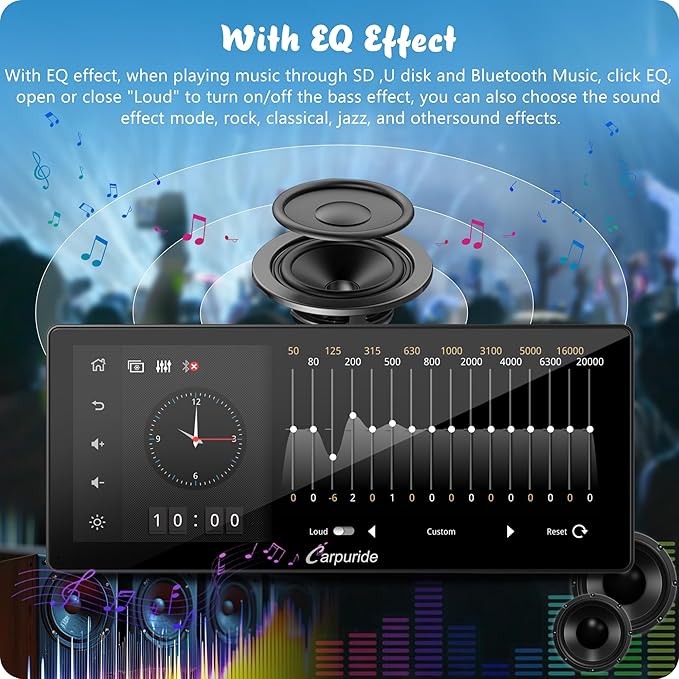 Carpuride W103 Pro with Wireless Bluetooth Transmission Portable Carplay & Android Auto Car Stereo, 10.3 inch 1080P Touch Screen, Mirror Link/GPS/Siri/FM, with 3 Bracket