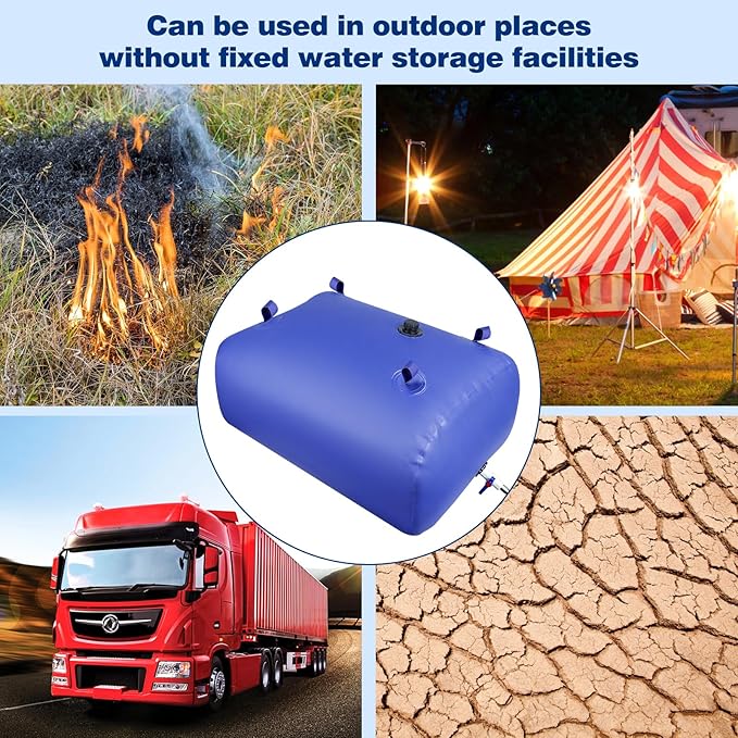 Heavy-Duty Water Storage Bladder - 63.4Gal/240L with Stainless Steel Fittings, Leak-Proof & Durable Cistern – Portable Tank for Emergency, Farming, Camping, and RV Use