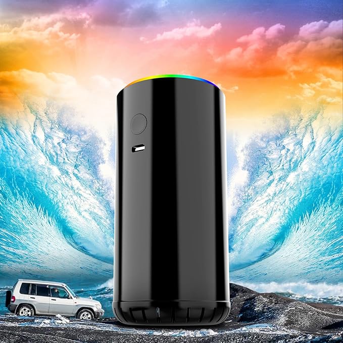 Smart Car Air Freshener Diffuser, Car Diffuser Air Fresheners Long Lasting with 100ml Capacity Essential Oil Last 6 Months, RGB Music Syncing Light, Auto On/Off, 5 Adjustable Car freshener, Azure