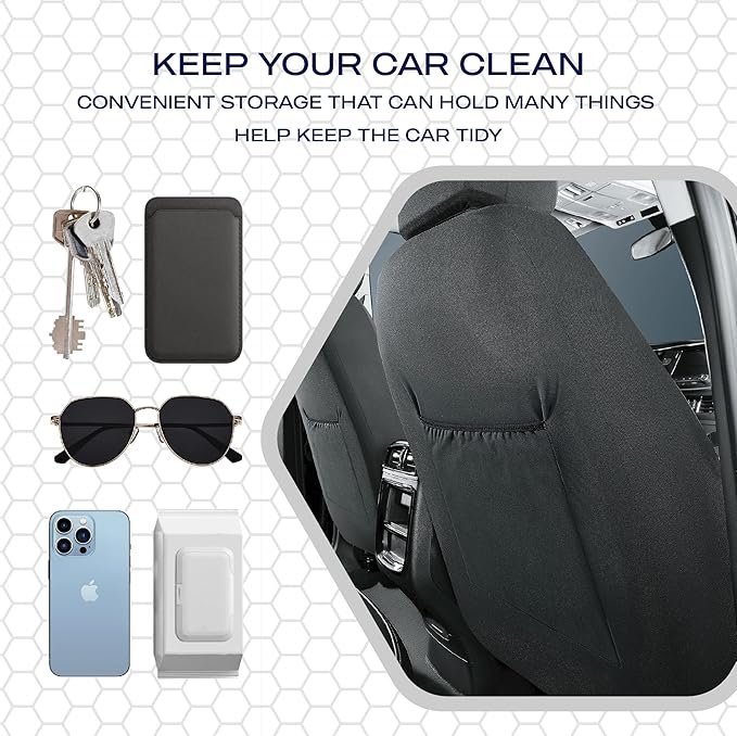 Skechers Memory Foam Car Seat Covers, Air Cool Mesh Thick Seat Covers, Car Seat Full Sets Airbag Compatible, Automotive Comfort Protection for Most Cars,Vans,Trucks, SUVs,Beige