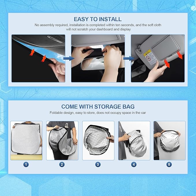 KMF 8pcs Thicken Full Car Window Shades for Hyundai Santa Fe Sport 5 Seats Accessories 2013-2018(Not LWB), Windshield Sunshade Window Covers for Side Rear,UV Block and Blackout Privacy for Camping