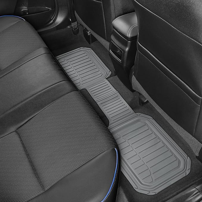 Motor Trend 943-GR FlexTough Defender Car Floor Mats -Next Generation Deep Dish Heavy Duty Contour Liners for Car SUV Truck & Van-All Weather Protection, Trim to Fit Most Vehicles Gray