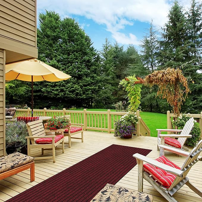 Ottomanson 2'7" x 9' Hallway Runner with Scraper Pile Extra Durable Non-Slip Rug Mat for Indoor & Outdoor Use - Ideal for Kitchen, Entryway, Patio & Garage - High-Traffic Carpet, Red