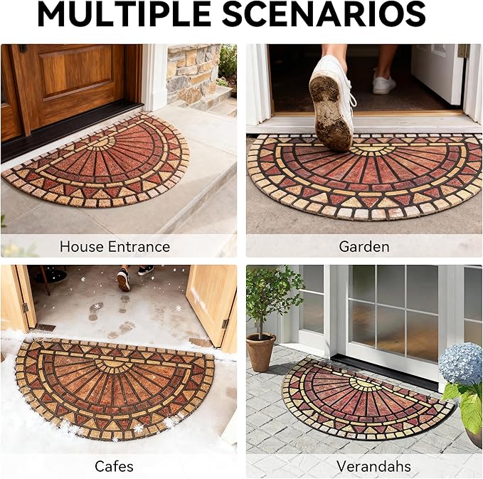 Outdoor Rubber Mat 17.71"x29.52" Heavy Duty, Waterproof Doormat for Outside Entrance, Non-Slip Backing, Easy Clean Patio Carpet for Garage, Porch, Deck, Kitchen (Orange)