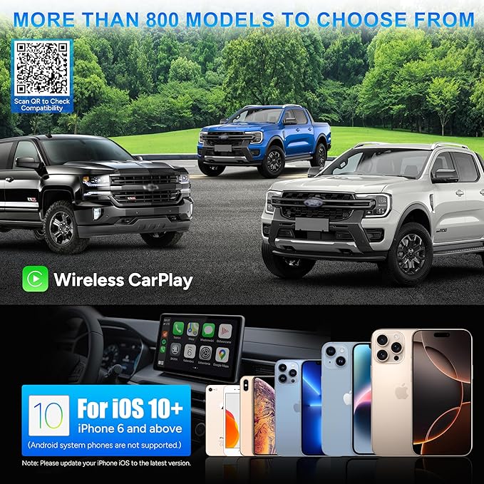 Upgraded CarPlay Wireless Adapter for iPhone, Converts Wired to Wireless Carplay Adapter Dongle, Plug & Play, Auto Connect, Mini Size, Zero Latency, Compatible with Vehicles 2016+& iPhone(Deep Grey)