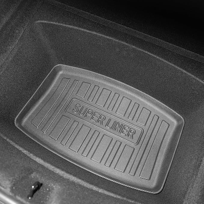 SUPER LINER Tesla Model 3 Floor Mats 2025 2026 2024 | Custom Fit All-Weather 8-Piece Set TPE Material | Tesla Model 3 Highland Floor Mats&Back Seat Protector&Cargo Liner, Trunk&Interior Accessories