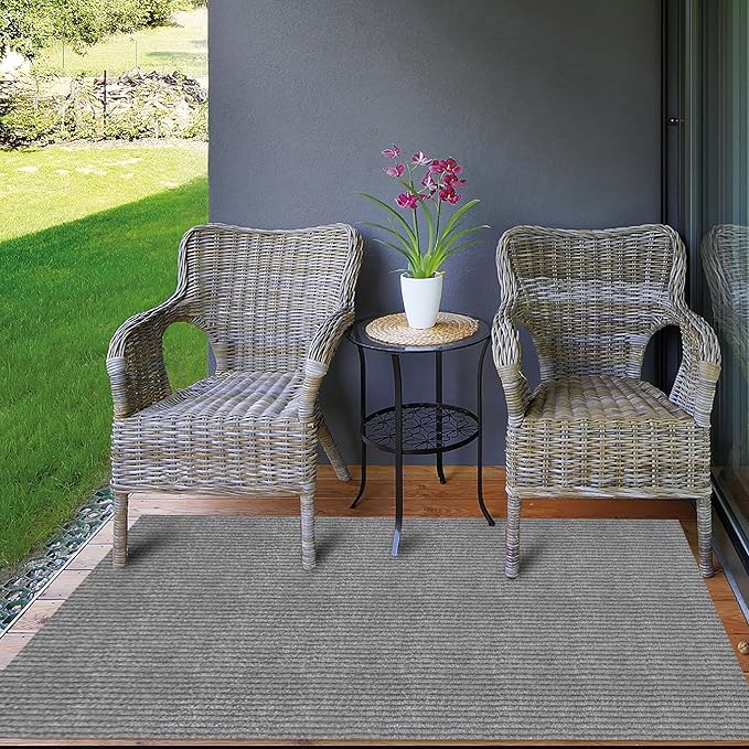 Ottomanson 2'7" x 6' Hallway Runner with Scraper Pile Extra Durable Non-Slip Rug Mat for Indoor & Outdoor Use - Ideal for Kitchen, Entryway, Patio & Garage - High-Traffic Carpet, Gray