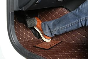 Tesla Model Y 5-Seat 2020-2025 Floor Mats Weatherproof Floor Liner Anti-Slip Design for Ultimate Interior Protection (Black with Beige Stitching)