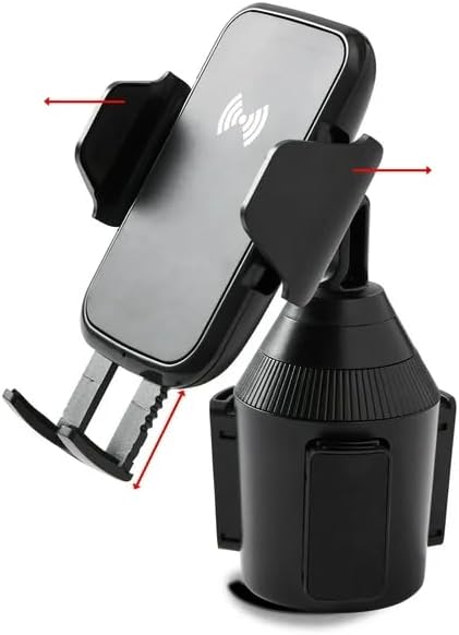 ONN Cup-Holder Phone Mount, Car Phone Stand with Wireless Charger, Compatible with Qi-Enabled Phones, Overcharge, Voltage, Current, Heat, and Short-Circuit Protection, Includes USB Charging Cable