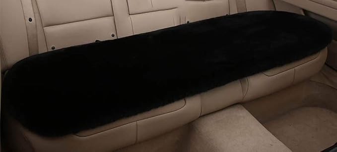 Winter Soft Warm Faux Rabbit Fur car seat Cushion,Universal fit Plush Front and Back Fuzzy car seat Pads Cushion Cover Protector - 1pcs (Back seat 1pcs,Black)