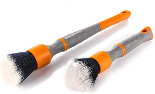 Detail Factory - TriGrip Ultra-Soft Detailing Brush Set - Scratch-Free Cleaning for Exterior, Interior Panels, Emblems, Badges, Gauges, Infotainment Screen - Solar Flare