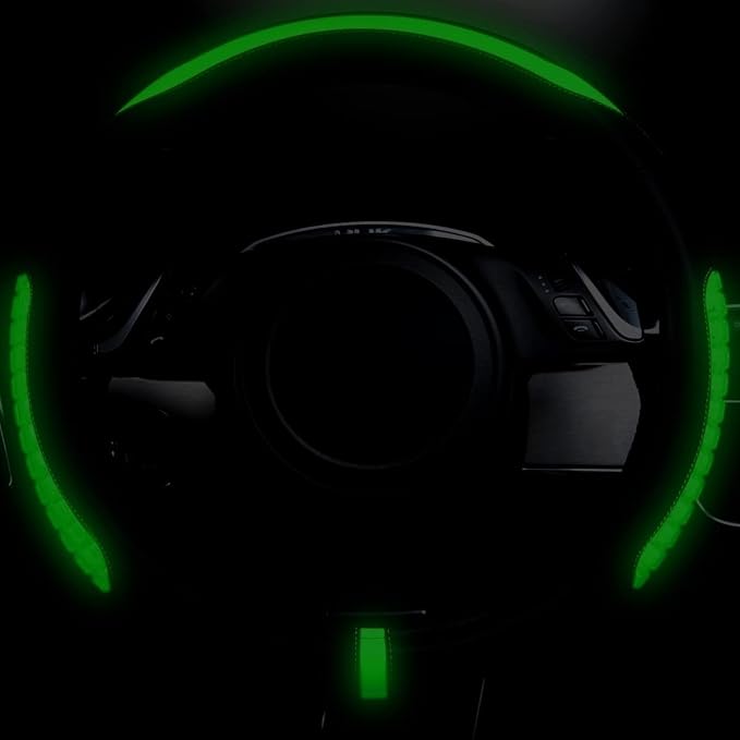 Flying Banner car Steering Wheel Cover Gel Massage Velvet Cool Warm Universal Size 15 inches SUV Truck Anti Slip Odorless Summer Winter (Black Mint Green, Gel Massage)