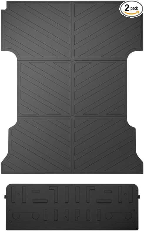 PIT66 TPE Floor Mats Fit Ford F150 2021-2025 Only Fit 6.5FT Long Truck Accessories Cargo Liners All Weather Protection 2Pcs Alfombrillas Y Revestimiento para Maletero Black