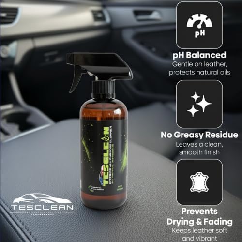 All Purpose Car Cleaner, Interior Stain Remover – Made in The USA, Safe on White & Black Vegan Leather, Interior Cleaning for Seats, Console & Dash, Includes Microfiber Cloth & Sponge