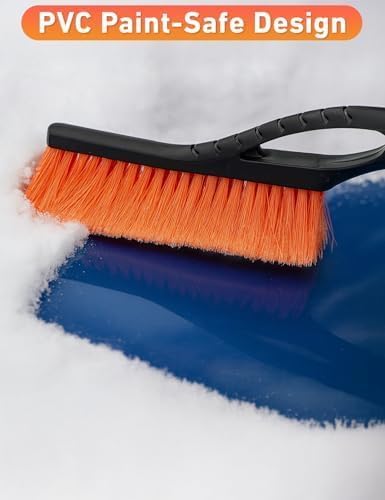 EcoNour 27" Aluminum Ice Scrapers for Car Windshield | Car Window Scraper and Snow Brush with Ergonomic Foam Grip Winter Accessories (Orange)