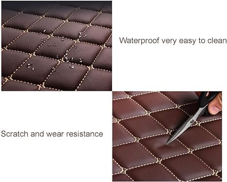 Errva Custom Personalized Floor Mats for Cars，Luxury Full Coverage All Weather Car Floor Mats，Anti-Slip Leather Car Mat Set ，Custom Floor Mats for 98.99% of Cars, Trucks & SUVs (Beige Brown2)