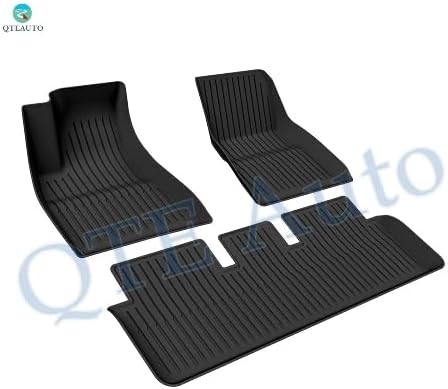 PM Auto Set of 3 Floor Mats for Tesla Model 3 2017-2023 (Except Highland), All-Weather TPE Custom Fit Car Floor Mats