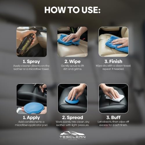 All Purpose Car Cleaner, Interior Stain Remover – Made in The USA, Safe on White & Black Vegan Leather, Interior Cleaning for Seats, Console & Dash, Includes Microfiber Cloth & Sponge