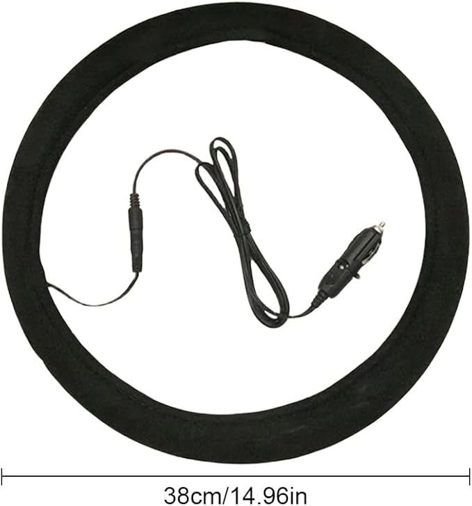 Steering Wheel Cover - 12V Plug-in Heated Wheel Protector for Winter Vehicles, Sedan, Truck, Minivan, Daily Commute, Long Drive, Road Trip, Travel Adventure, Comfortable Anti-Slip Design