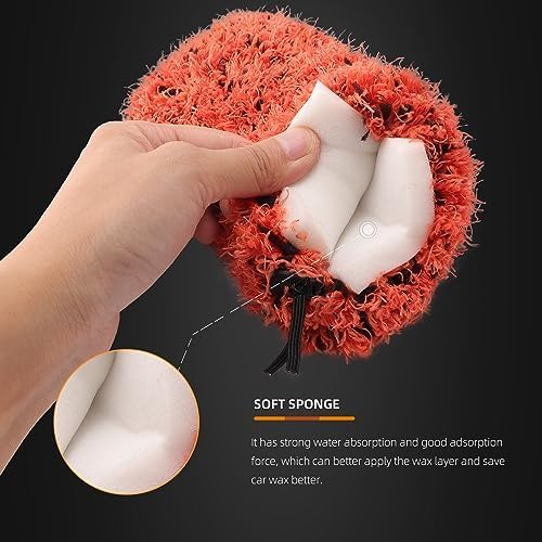 SPTA Car Wheel Brush Set, 2Pcs Microfibre Rim Brush with Extra 2 Large and 2 Small Interchangeable Microfiber Covers, Rim Cleaner Brush for Wheel Cleaning, Wheel Cleaning Brush for All Wheel Types